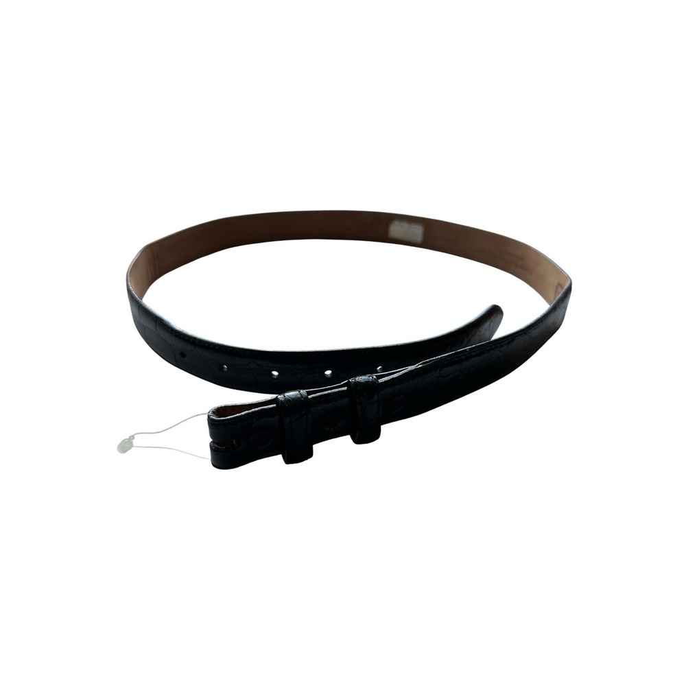 Bespoke Black Genuine American Alligator Mens Belt Size 34 Made in USA NWOT